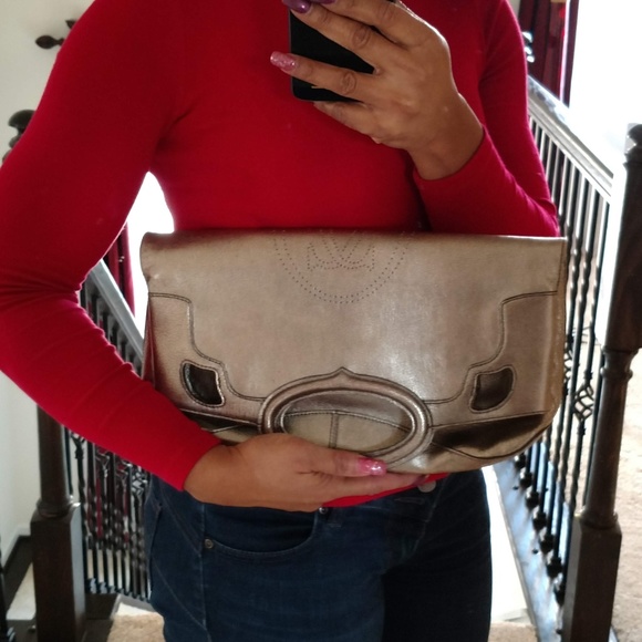 Cartier Handbags - Bronze Cartier Clutch Foldover Handbag Purse